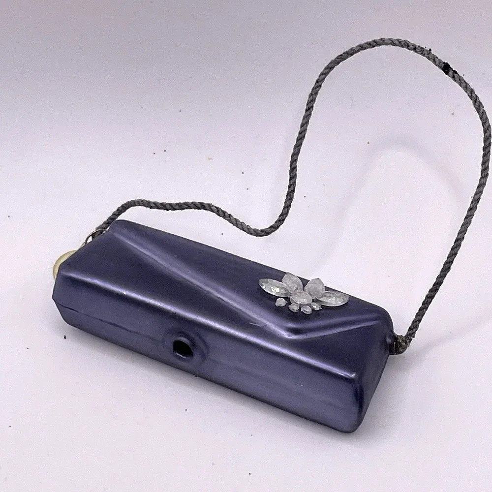 Vintage Dept 56 Rhinestone PURSE Glass Christmas‎ Ornament 3